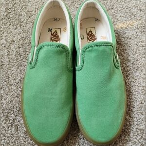 Vans Eco Theory Classic Slip-On Vintage Green Shoes Organic Cotton Women's Sz 9